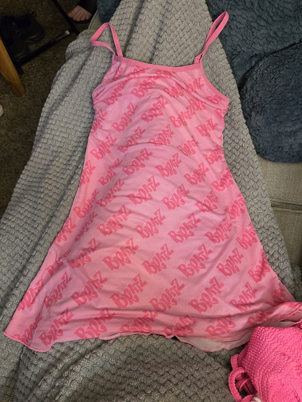 Dolls Kill Pink Bratz Logo Slip Dress